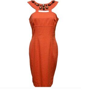 HOST PICK! New Directions Orange Grecian Linen Blend Sheath Dress Size 6